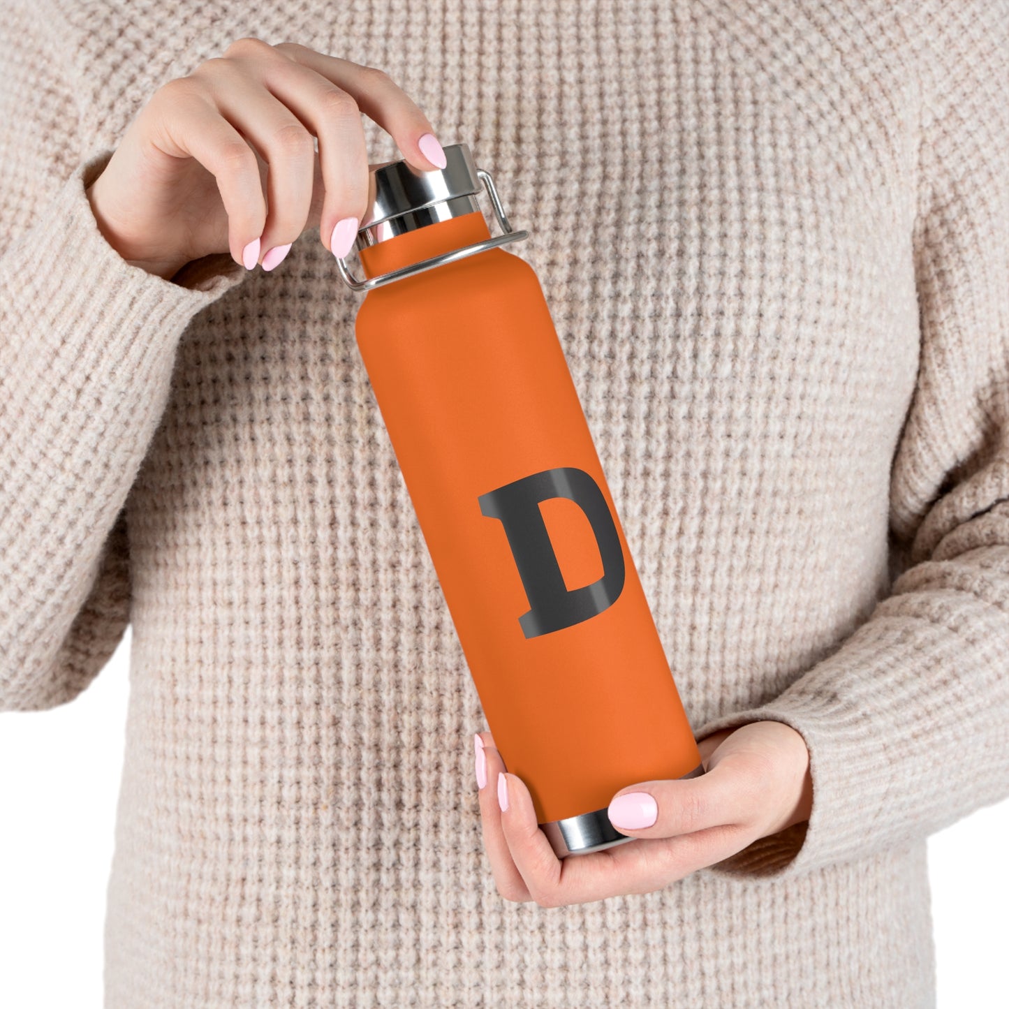 Personalized Copper Insulated Water Bottle, 22oz - "D" Custom Monogram