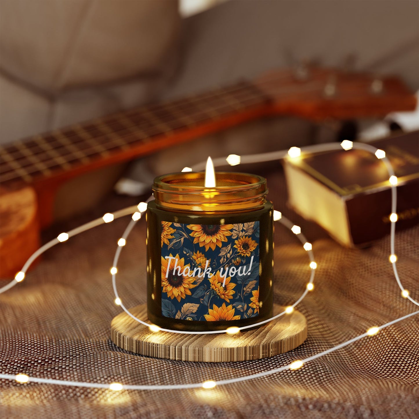 Thank You Sunflower Scented Candle — Coconut Apricot Wax (4oz/9oz)