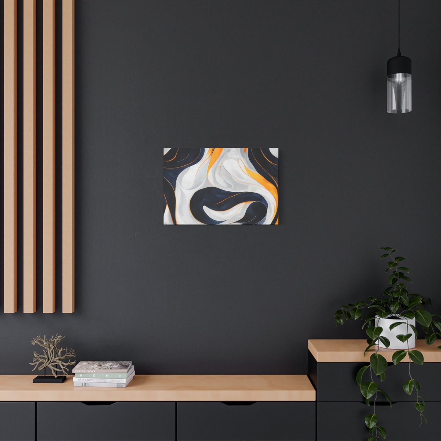 Abstract Navy & Gold Swirl Matte Canvas Wall Art