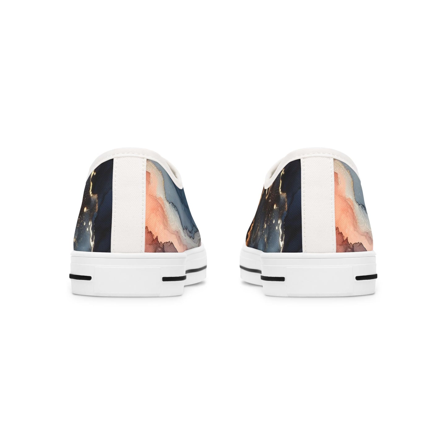Abstract Marble-Print Low Top Sneakers — Women's Artistic Casual Shoes