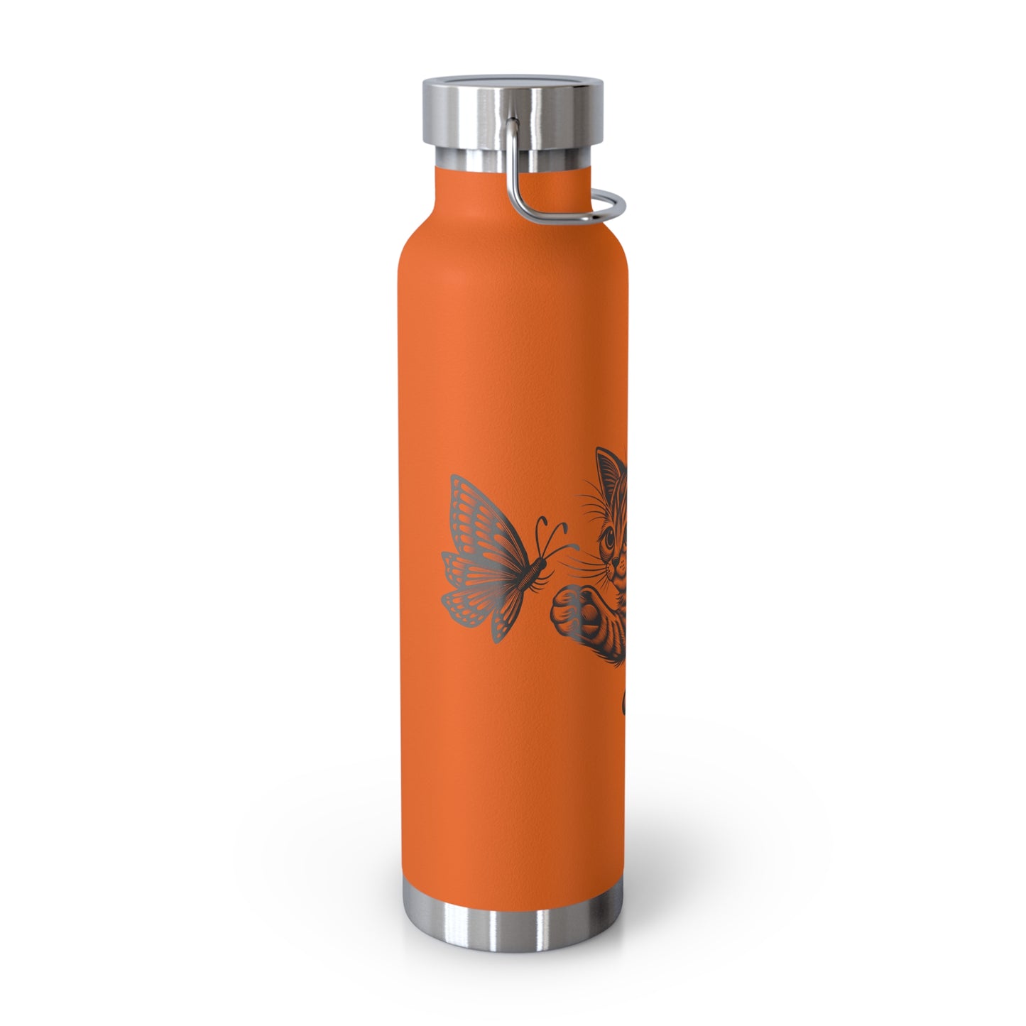 Cat and Butterfly Insulated Water Bottle -  22oz insulated bottle