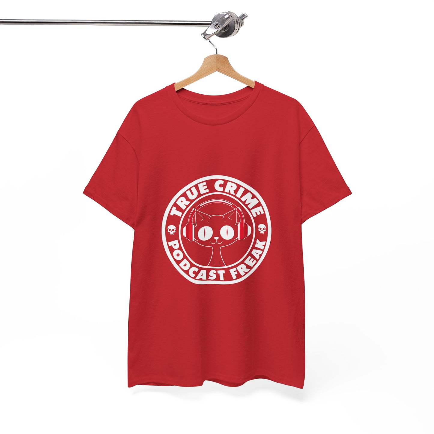 True Crime Podcast Tee — Cat with Headphones Logo