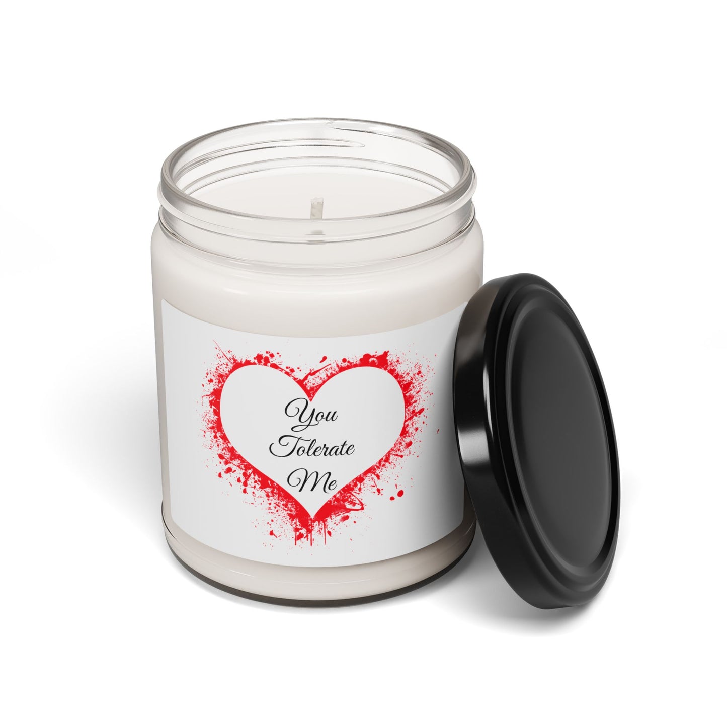 Soy Candle – “You Tolerate Me” Heart Scented Candle, 9oz (Funny Valentine Gift)