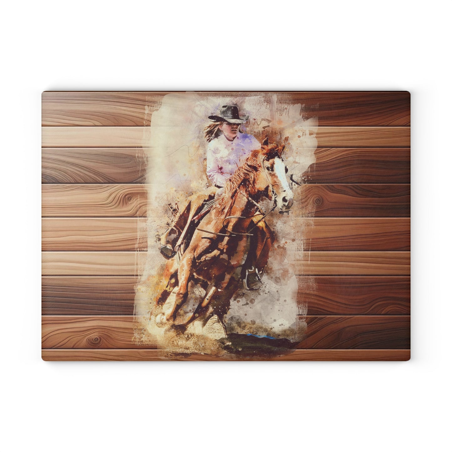 Rustic Equestrian Glass Cutting Board - Horse