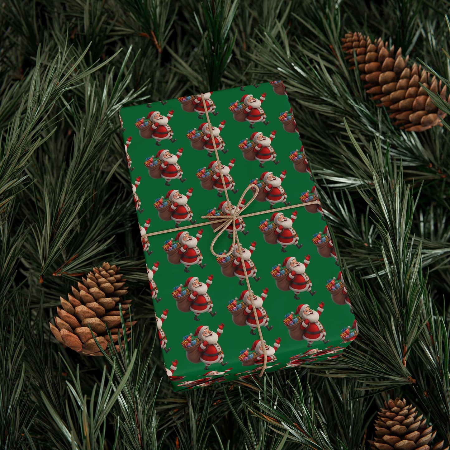 Christmas Dachshund Wrapping Paper — Green Santa Dog Gift Wrap
