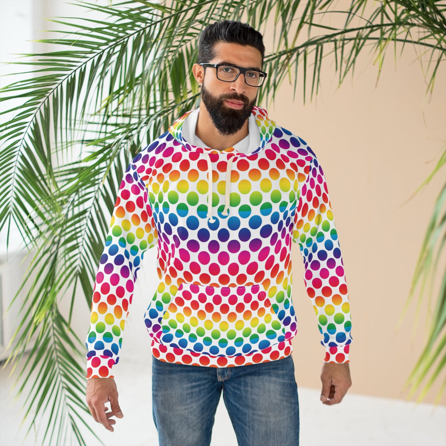 Rainbow Polka Dot Unisex Pullover Hoodie, Colorful Hoodie, Trendy Sweatshirt, LGBTQ+ Pride Apparel, Cozy Gift for Friends, Fun Fashion [...]