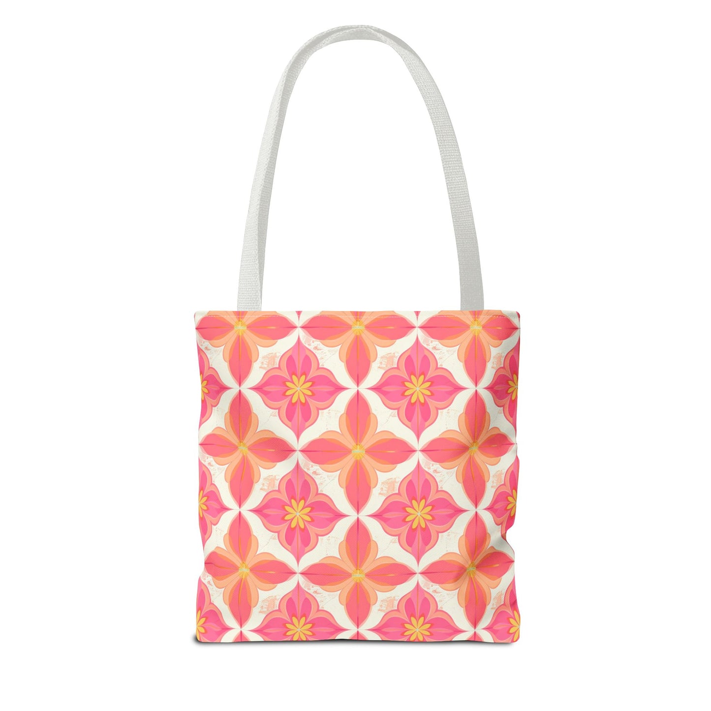 Pink Floral Geometric Tote Bag —  Reusable Shopper
