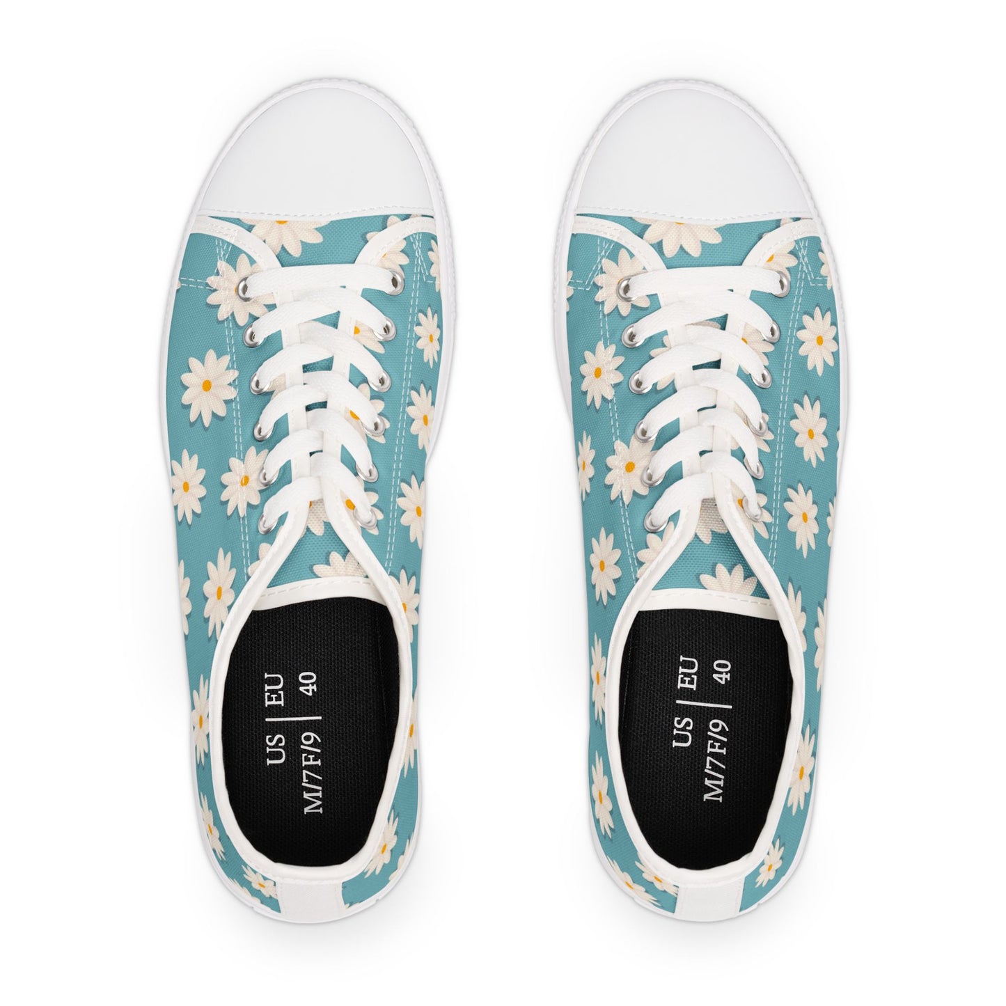 Daisy Print Low Top Sneakers – Retro Floral Canvas Shoes