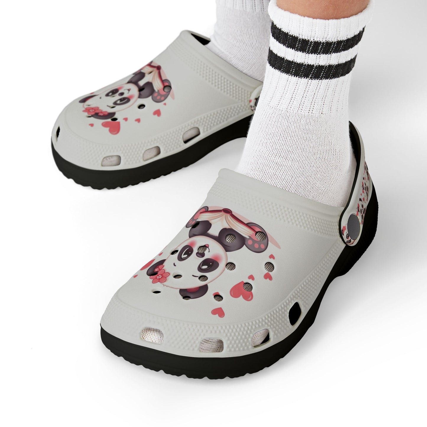 Kids Panda Heart Clogs