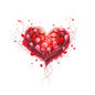 Heart Floral Kiss-Cut Sticker — Red Romantic Love Laptop Decal