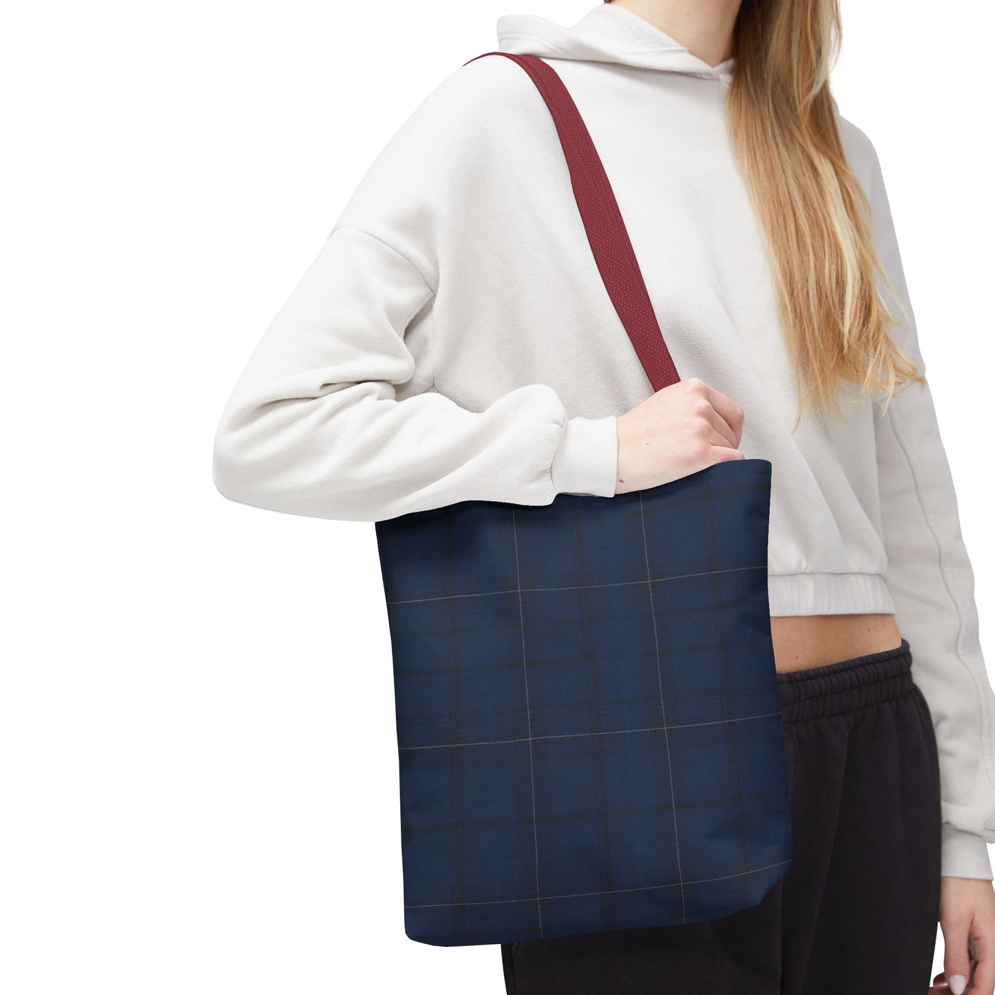 Navy Tartan Tote Bag – Classic Plaid Tote