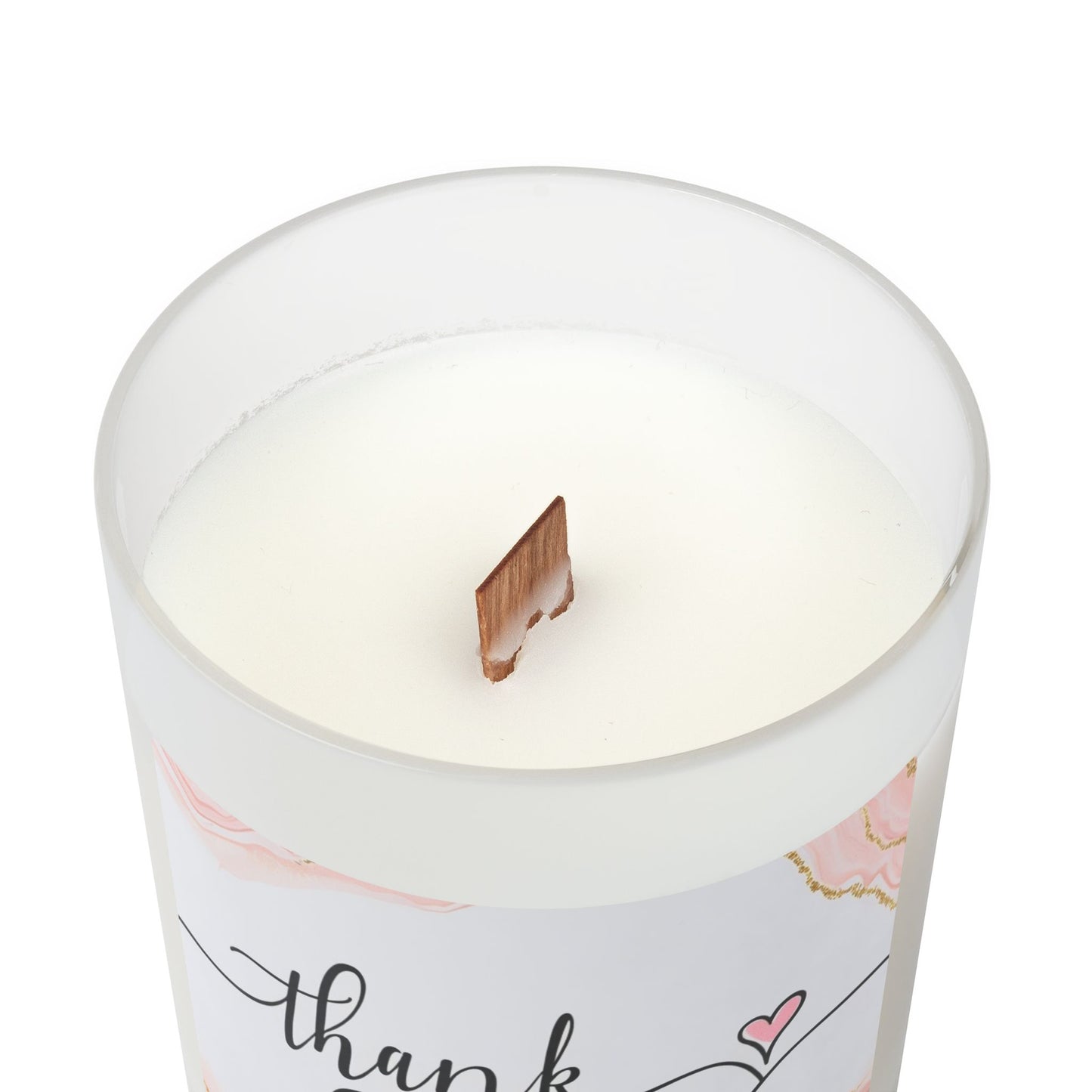 Thank You Frosted Glass Candle – 11oz Scented Gift Candle with Heart Accent