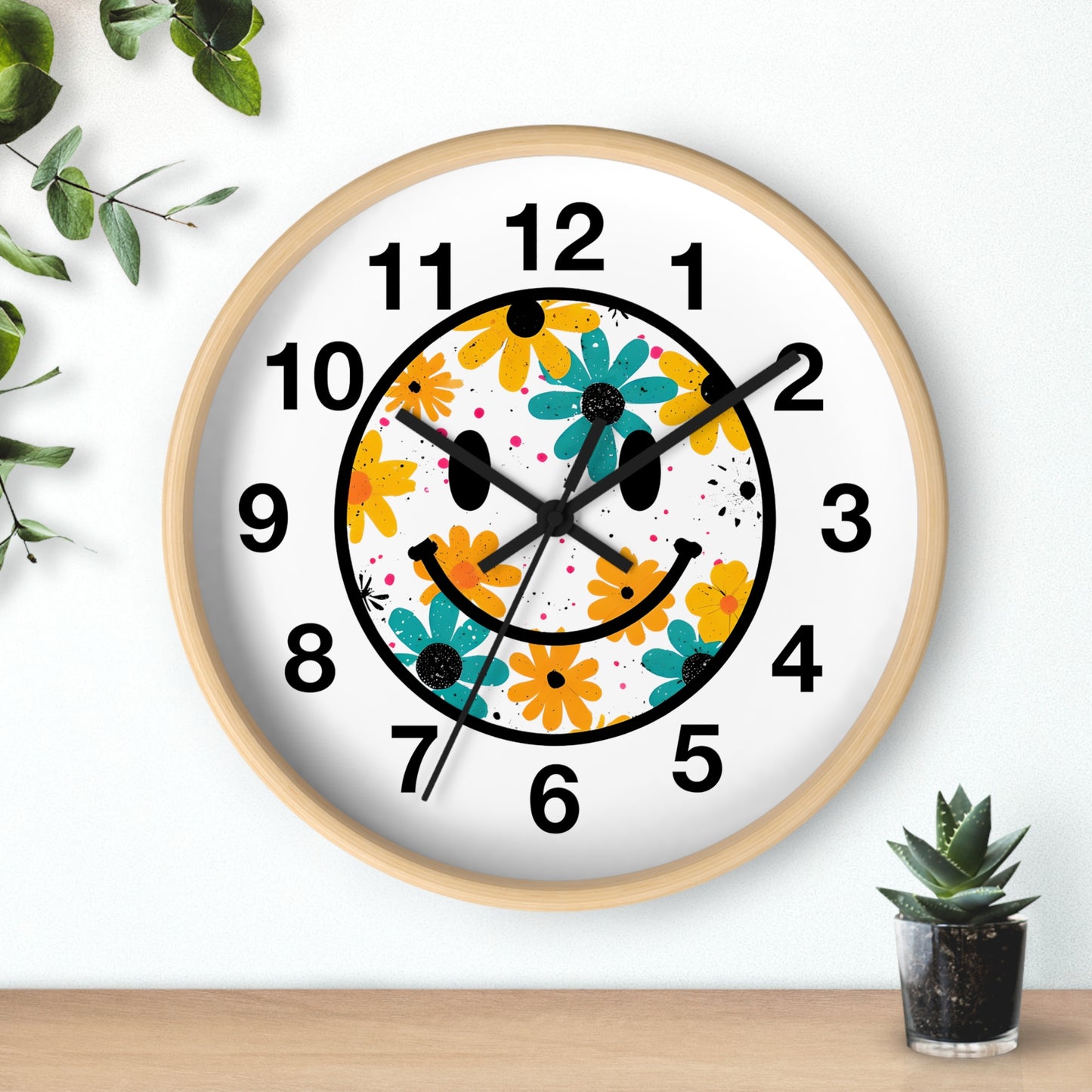 Floral Smile Wall Clock — Cheerful Daisy Face Home Decor