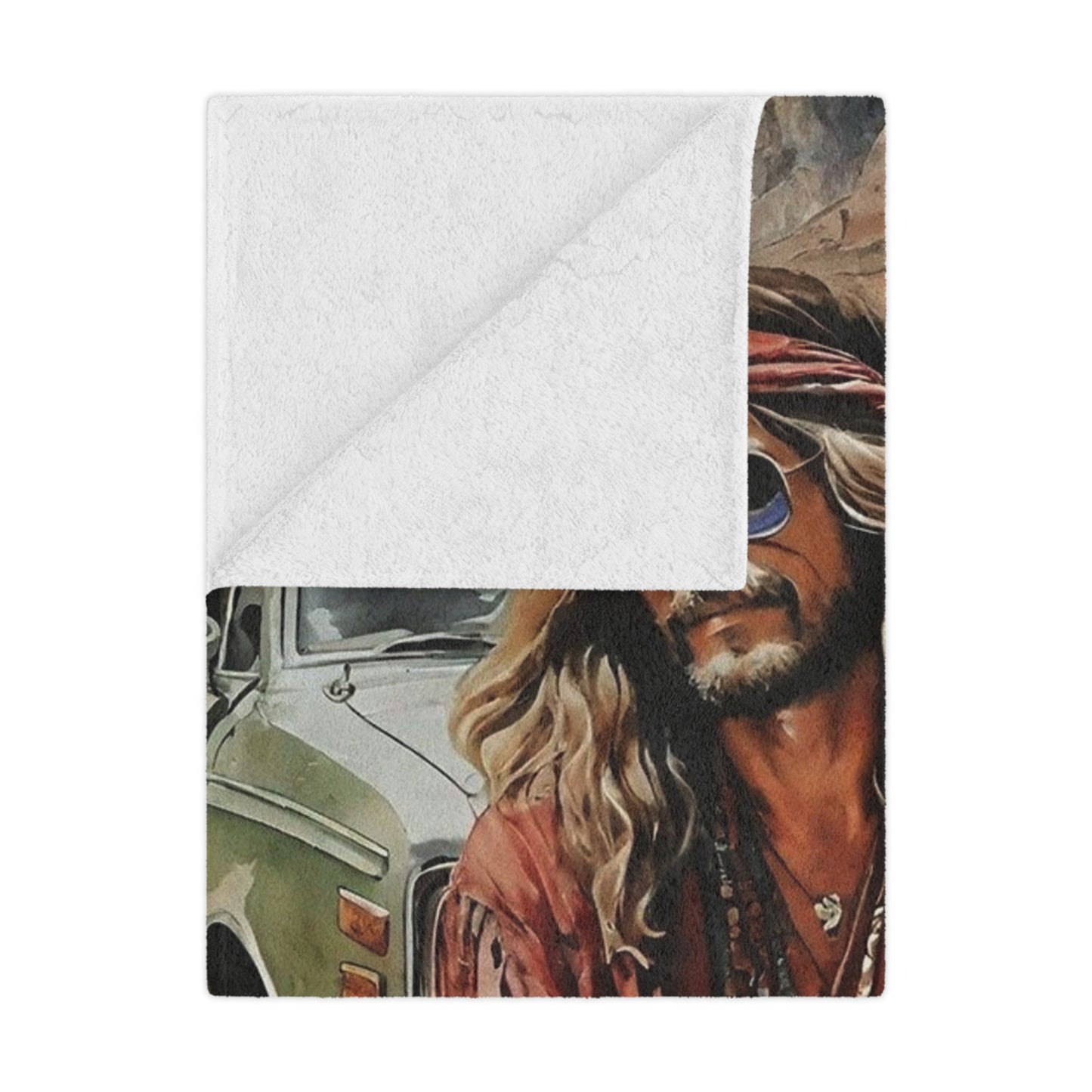 Hippie Road Trip Minky Blanket — Vintage Boho Camper Throw