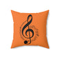 Musical Treble Clef Pillow, Cozy Music Decor, Harmony Gift, Orange Accent Cushio