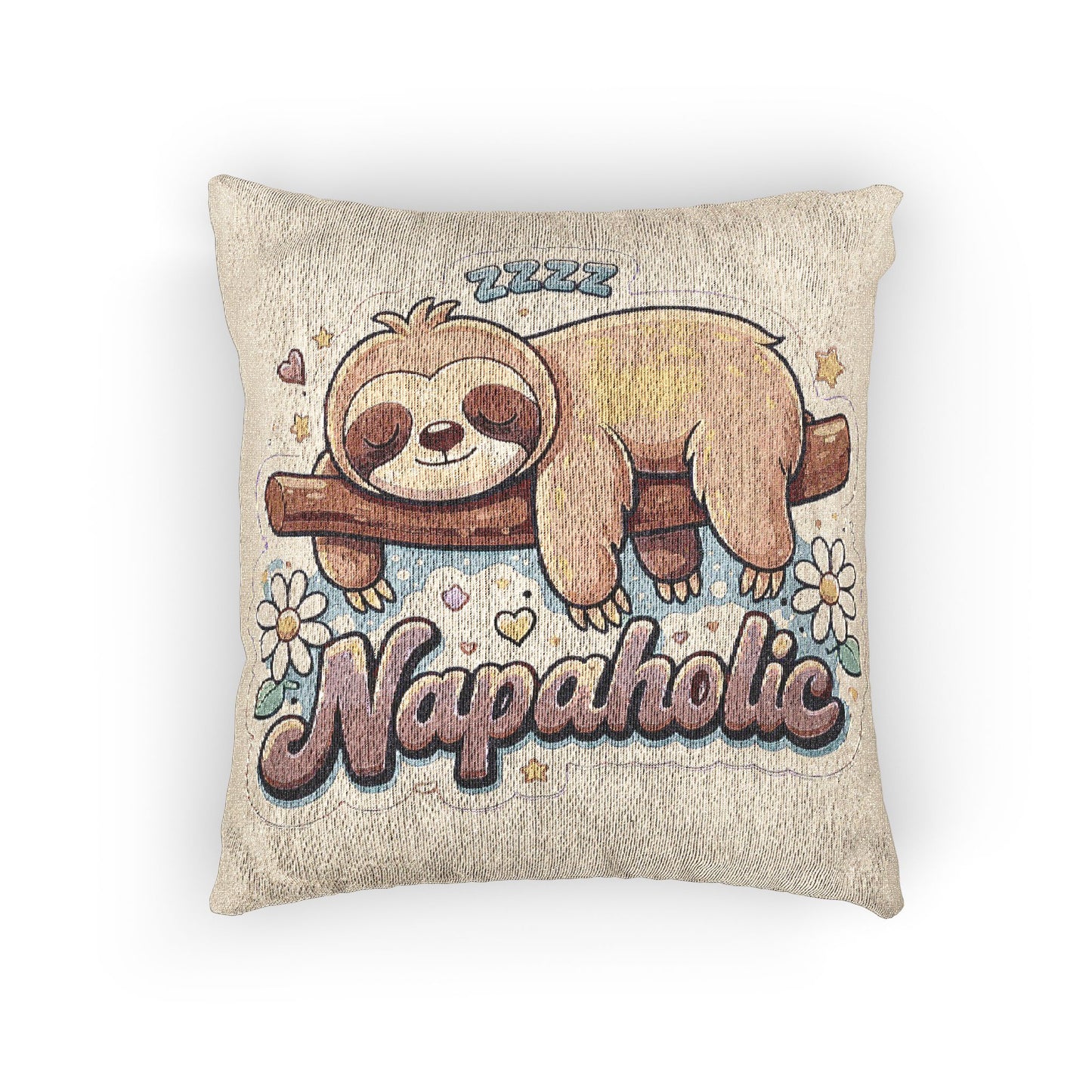 Sloth Napaholic Woven Pillow — Cute Napaholic Decorative Throw Pillow