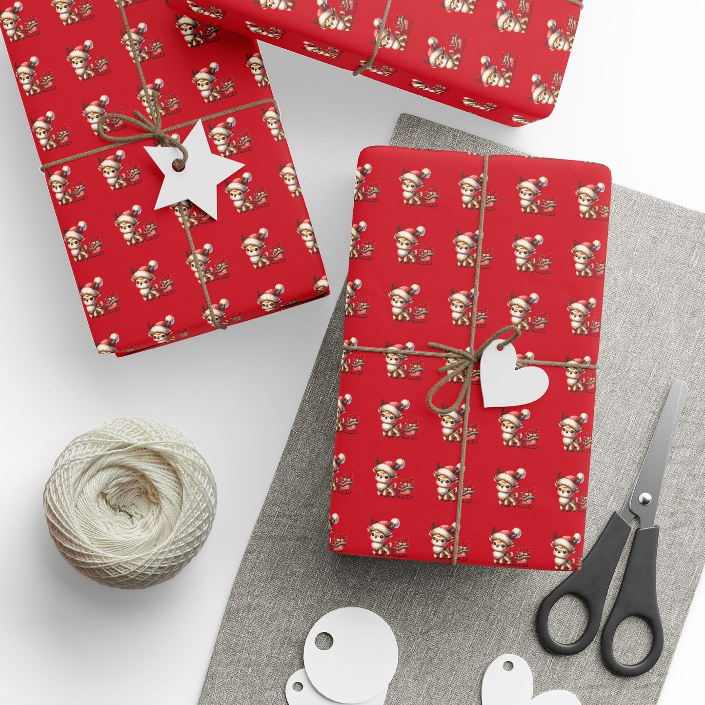 Christmas Dog Pattern Wrapping Paper – Red Holiday Gift Wrap with Cute Puppies