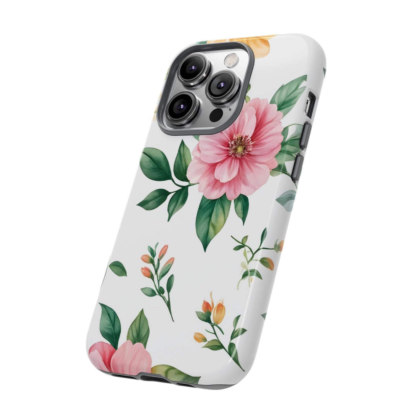Floral Tough Phone Case — Pink Peony Protective Phone Cover