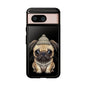 Pug Phone Case – Cute Pug Puppy Illustration on Black Tough Case
