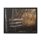 Framed Matte Canvas Print — Autumn Park Bench Photography