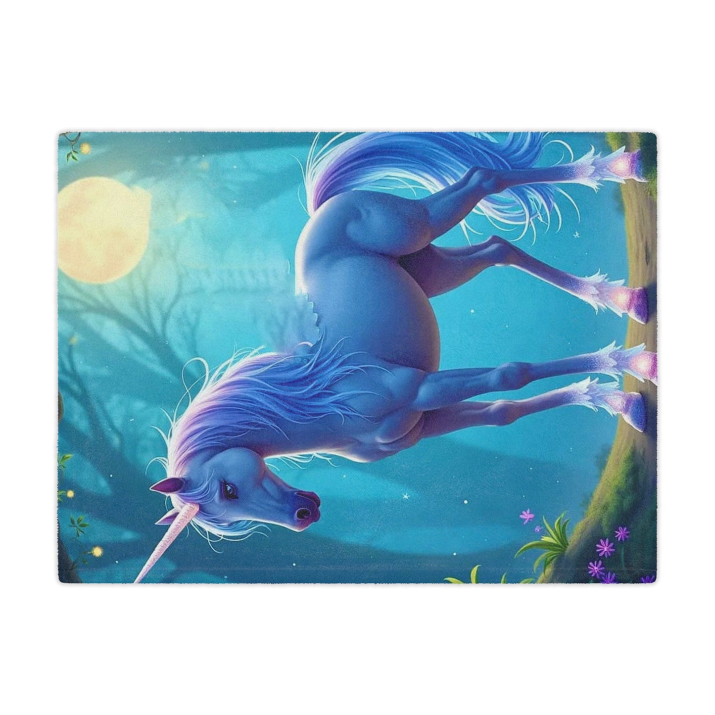Enchanted Blue Unicorn Minky Blanket — Soft Magical Fantasy Throw for Kids & Teens