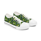 Green Bubble Pattern Women's Low Top Sneakers — Retro Abstract Tennis Shoes