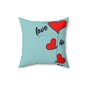 Love Heart Balloons Decorative Throw Pillow — Romantic Red Hearts on Aqua