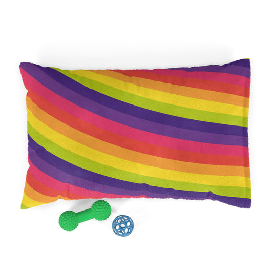 Cozy Rainbow Pet Bed, Cute Dog Bed, Colorful Cat Cushion, Soft Plush Pet Lounge, Unique Pet Gift for Holidays
