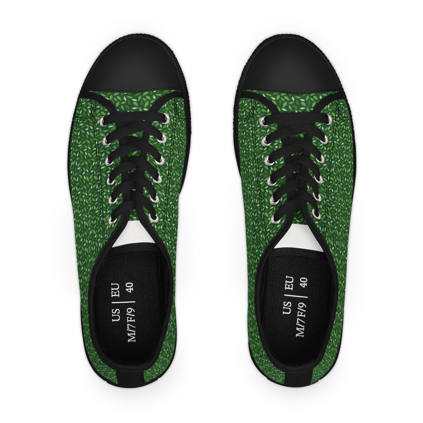 Green Texture Low Top Sneakers — Women's Casual Canvas Shoes