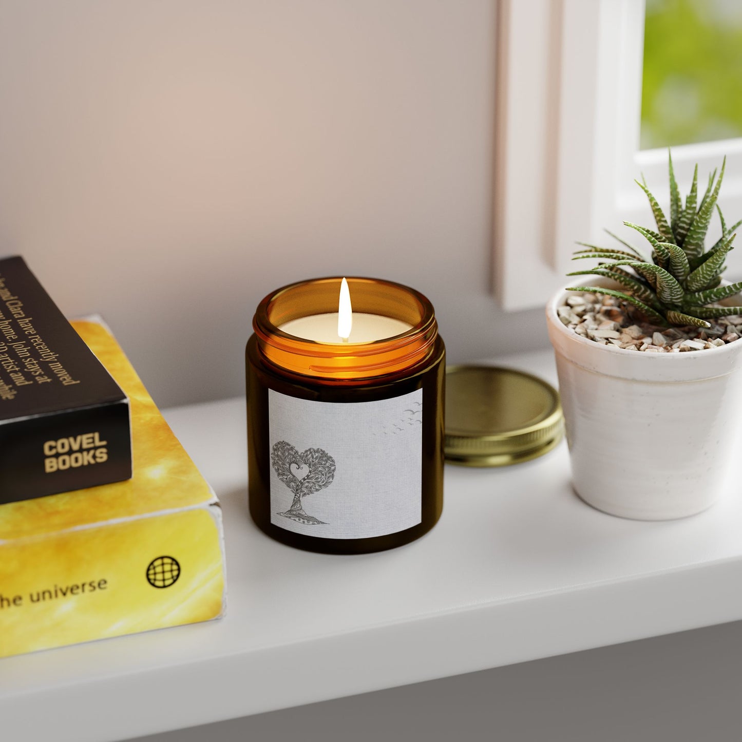 Heart Tree Scented Candle | Coconut Apricot Wax | Eco-Friendly Gift | Relaxation | Home Decor | Aromatherapy
