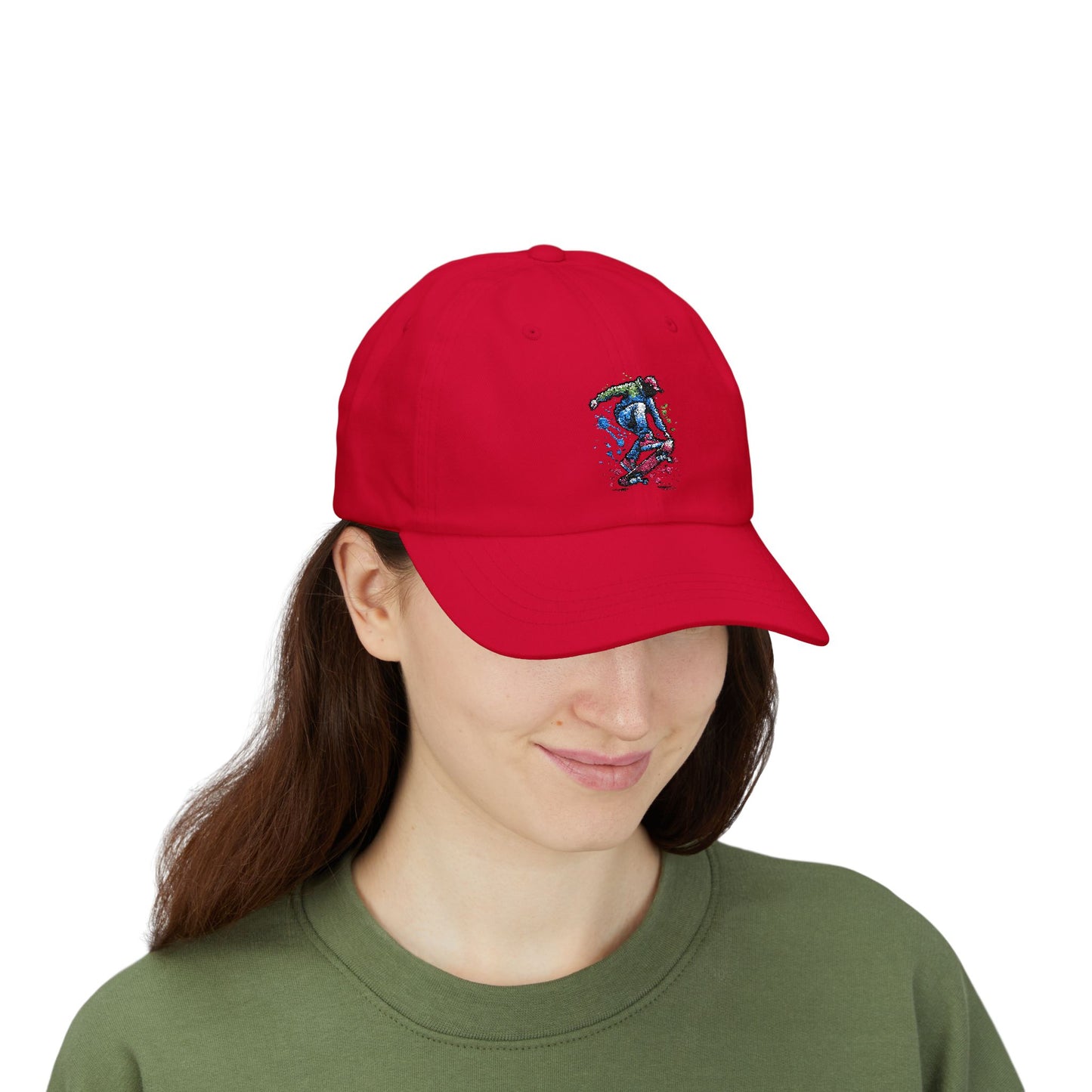 Skateboarder Art Dad Cap - Classic White Baseball Hat for Skate Enthusiasts