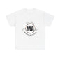 Unisex Heavy Cotton Tee with Massachusetts Design, Casual Wear, Gift for Him/Her, Travel Souvenir, Vintage Style