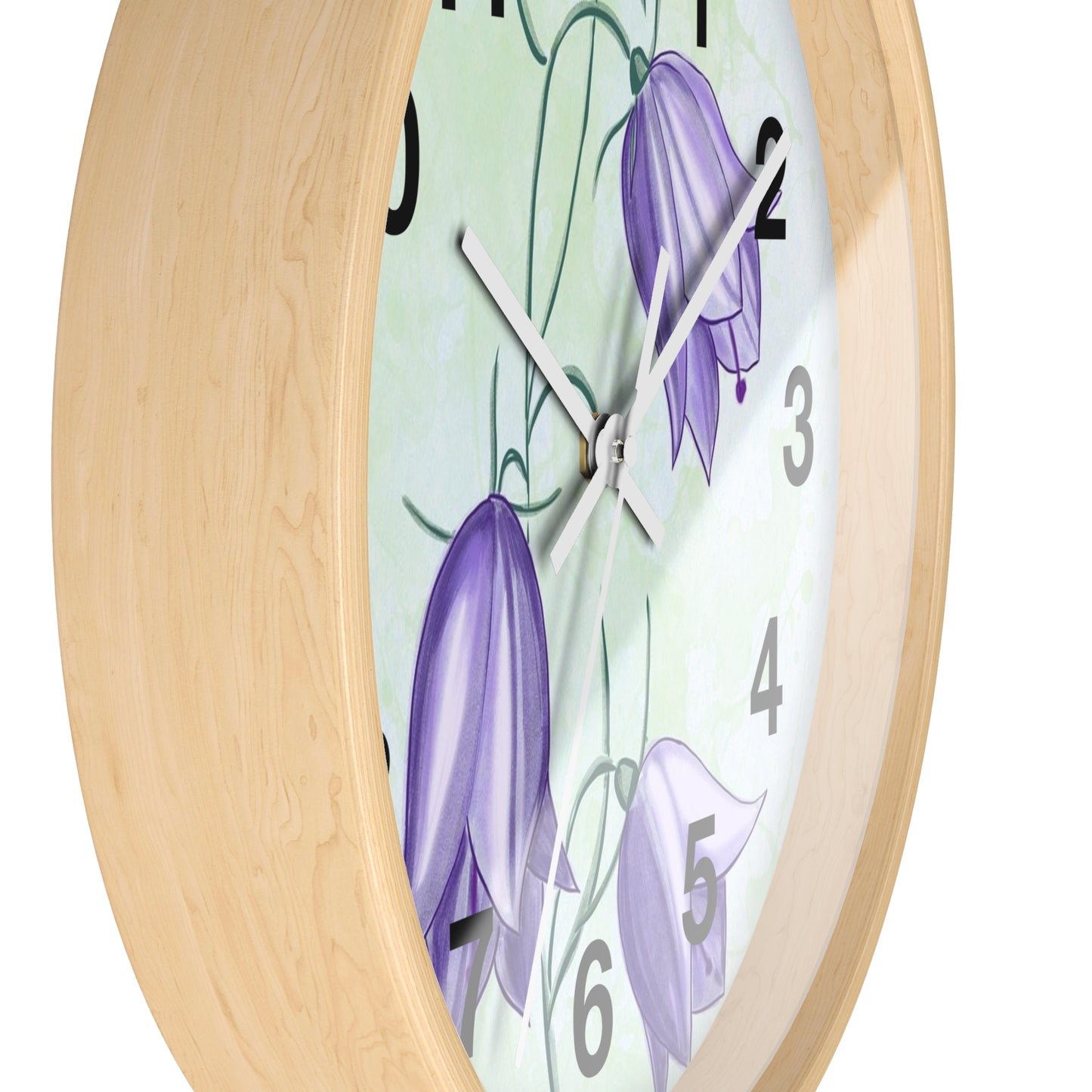 Floral Wall Clock with Purple Blooms, Elegant Home Decor, Timeless Gift, Botanical Wall Art, Perfect for Mother's Day, Spring Decor