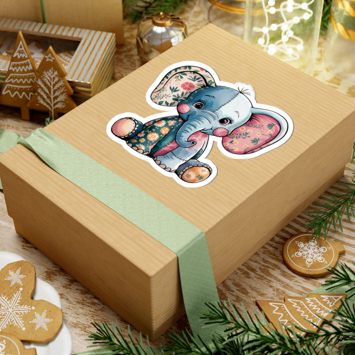 Cute Elephant Kiss-Cut Stickers, Baby Shower Decor, Nursery Wall Art, Laptop Stickers, Gift for Animal Lovers, Cute Animal Decor