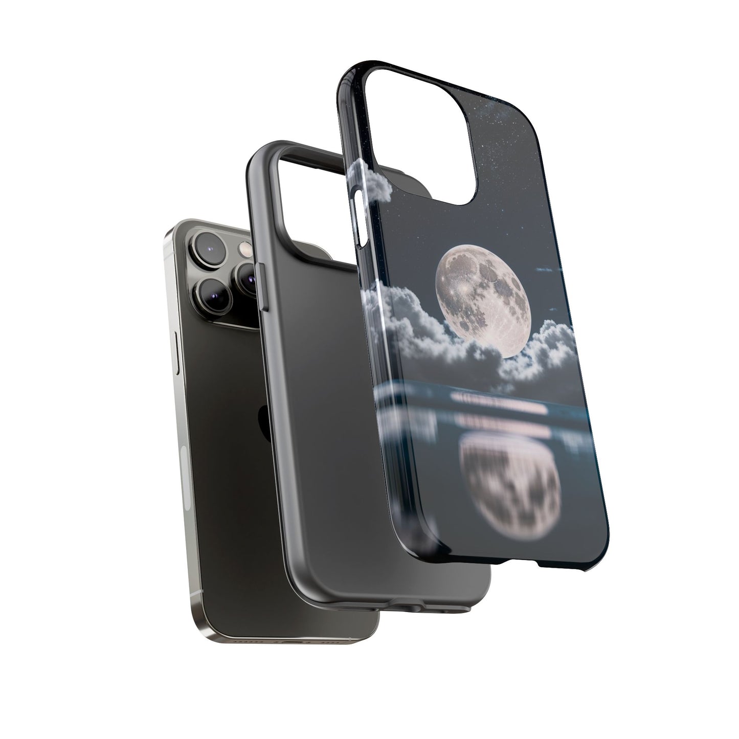 Moonlit Reflection Phone Case — Night Sky Moon & Clouds Tough Case