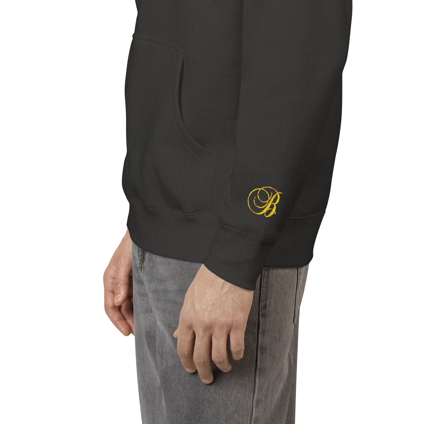 Coral Gold Floral Initial Hoodie — Monogram 'B' Casual Pullover