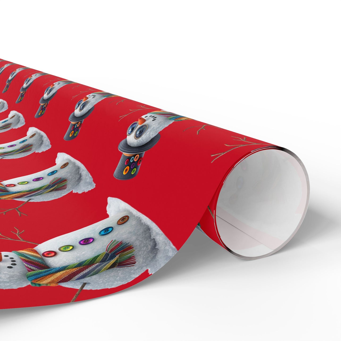 Red Snowman Wrapping Paper Roll – Festive Holiday Gift Wrap with Cute Snowmen Pattern