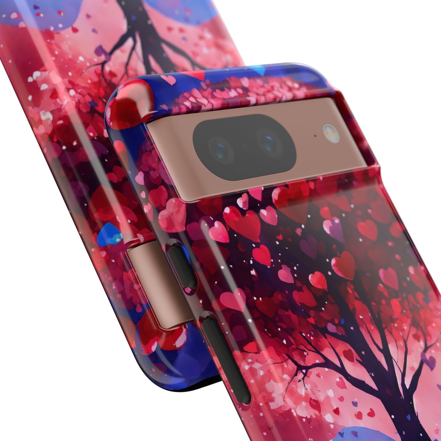 Heart Tree Phone Case — Romantic Red & Blue Protective Tough Case