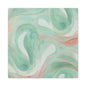 Abstract Green Marble Canvas Print — Teal & Coral Swirl Wall Art