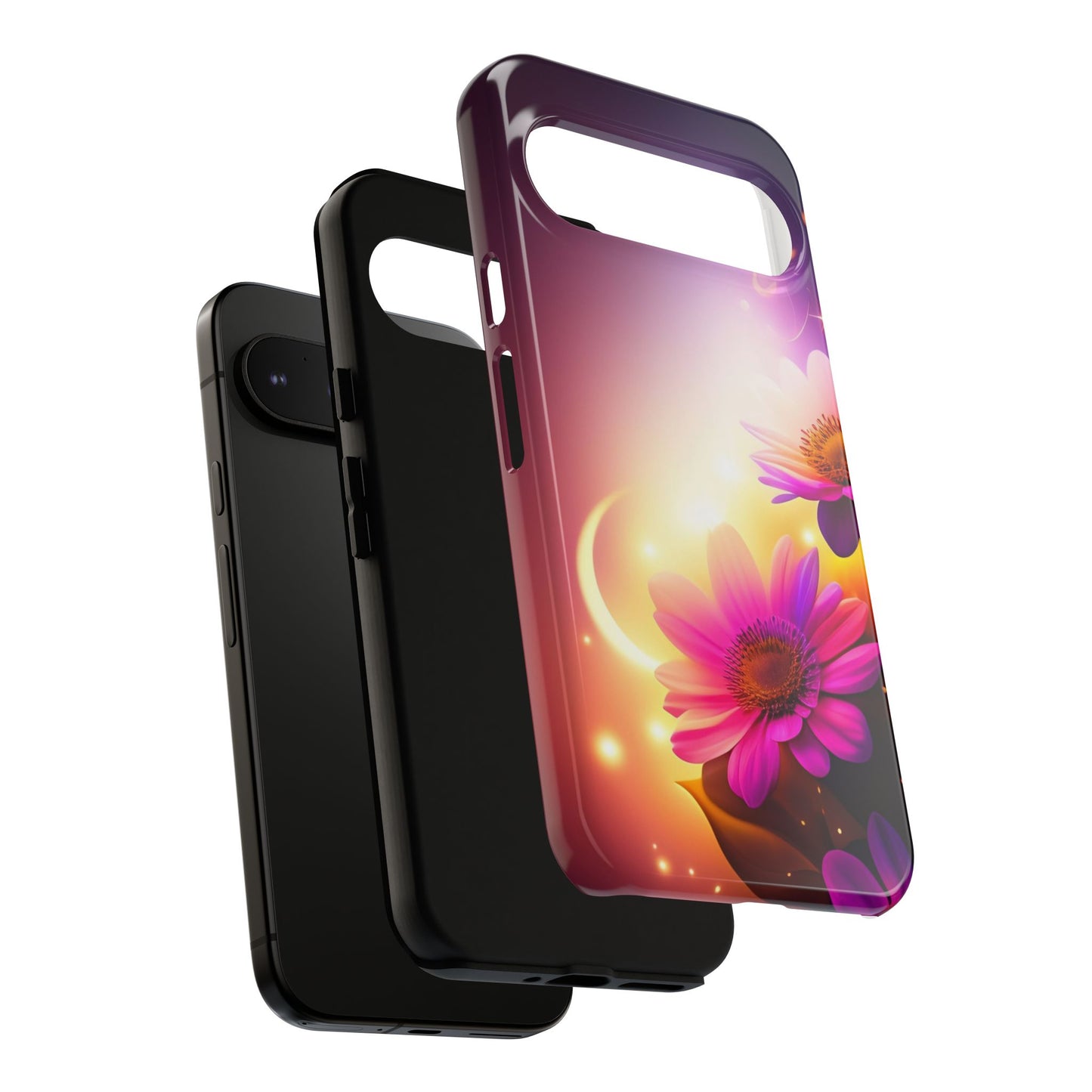 Floral Moonlight Phone Case – Purple Daisy Protective Cover