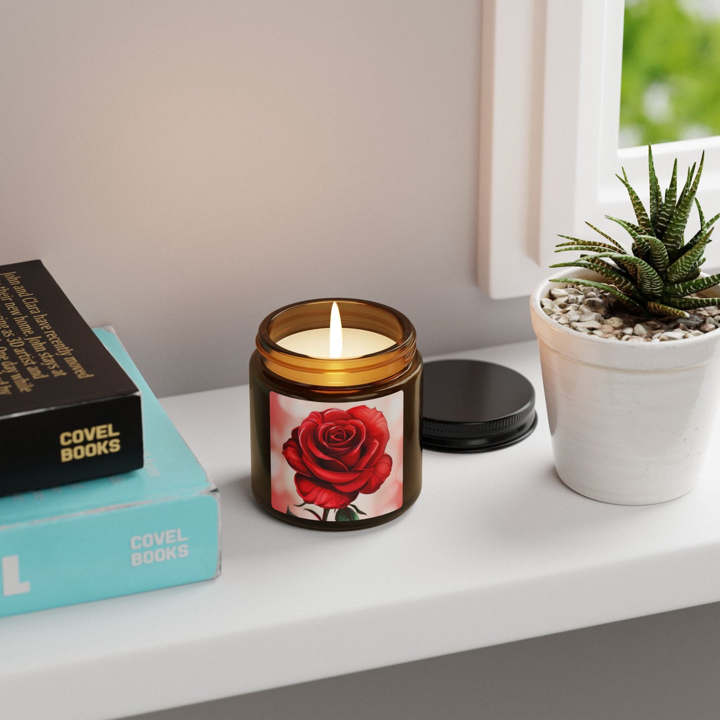 Rose Scented Soy Candle — Amber Jar (Multiple Sizes)