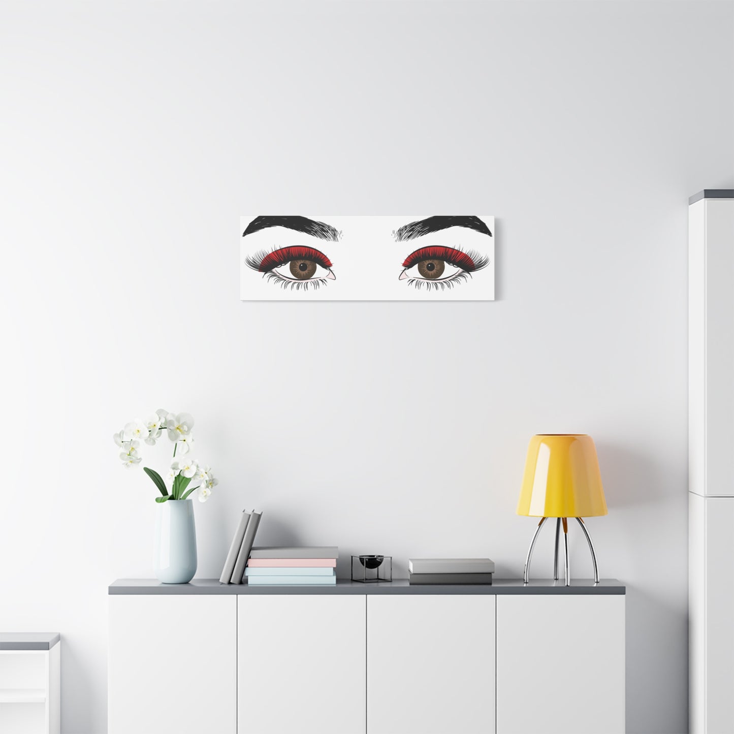 Red Lashes Wall Art Canvas — Glam Eyes Makeup Decor