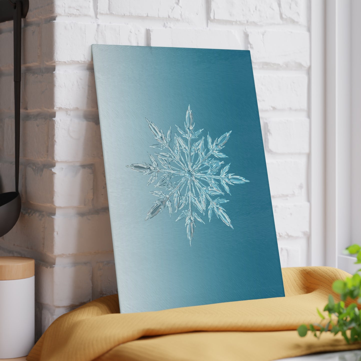 Snowflake Glass Cutting Board — Winter Kitchen Décor & Holiday Gift