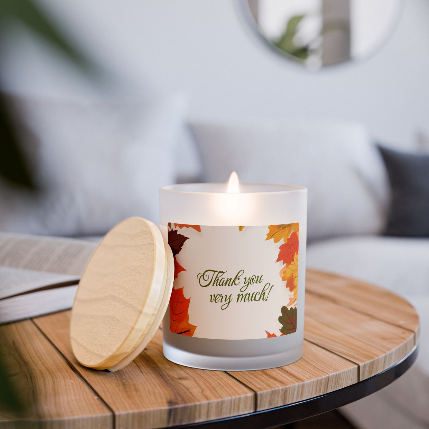 Thank You Very Much – Autumn Leaf Frosted Glass Candle (11 oz)