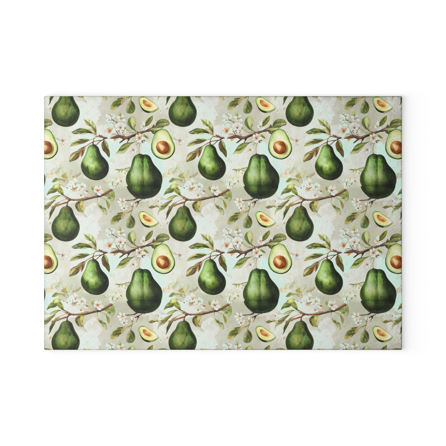 Avocado Pattern Glass Cutting Board — Decorative Kitchen Chopping Board