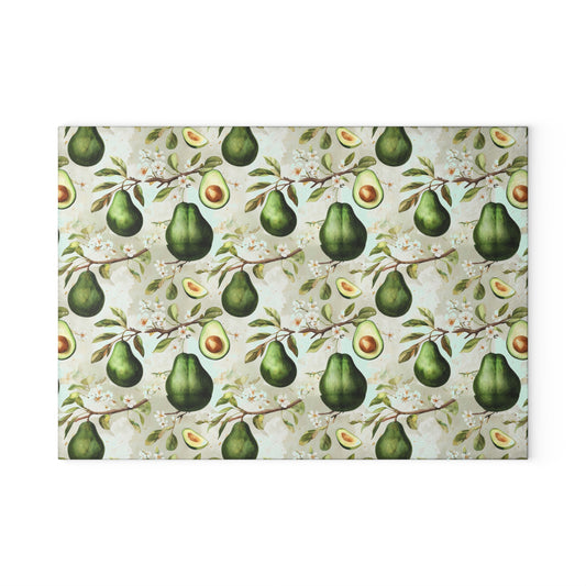 Avocado Pattern Glass Cutting Board — Decorative Kitchen Chopping Board