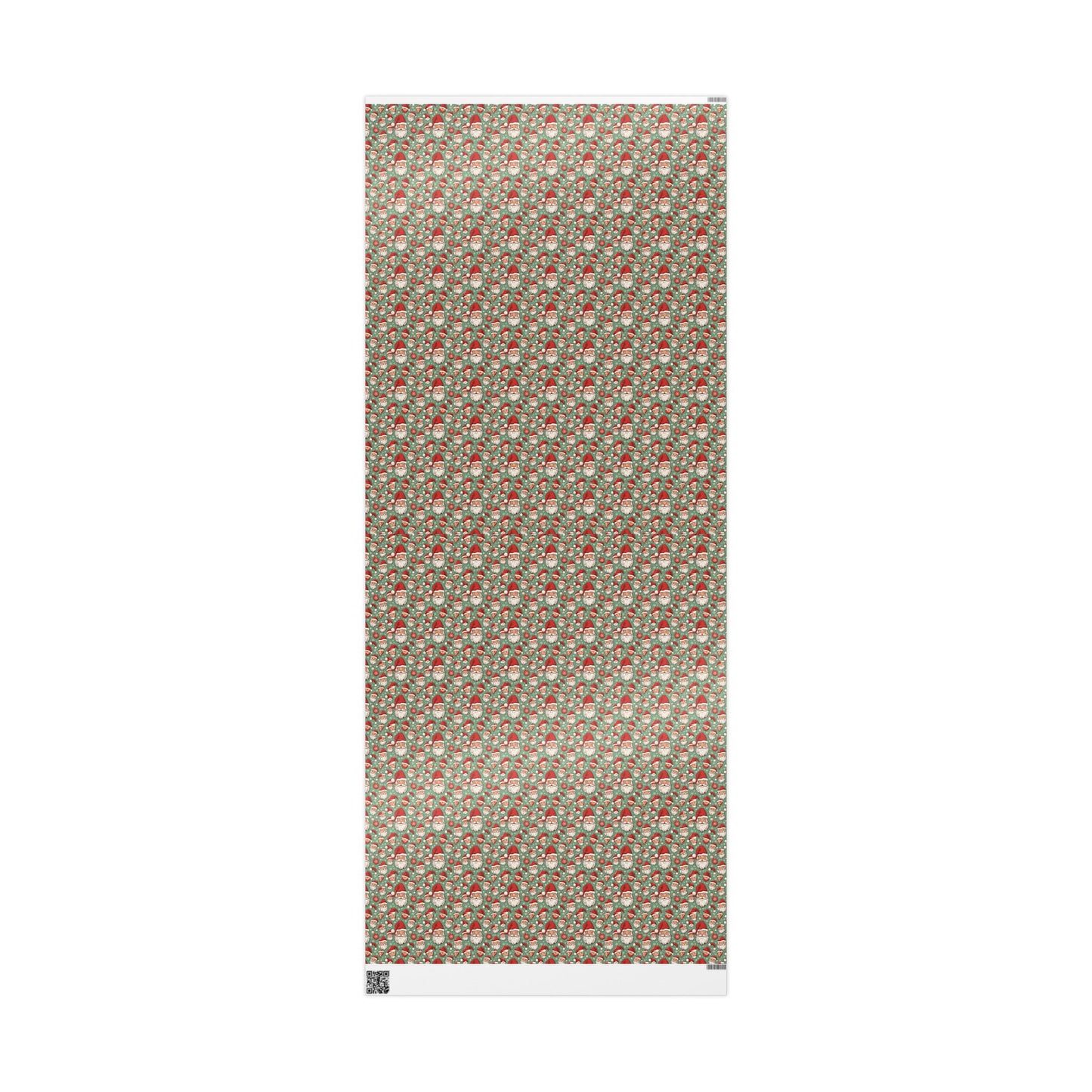 Christmas Santa Face Wrapping Paper Roll — Festive Green Holiday Gift Wrap