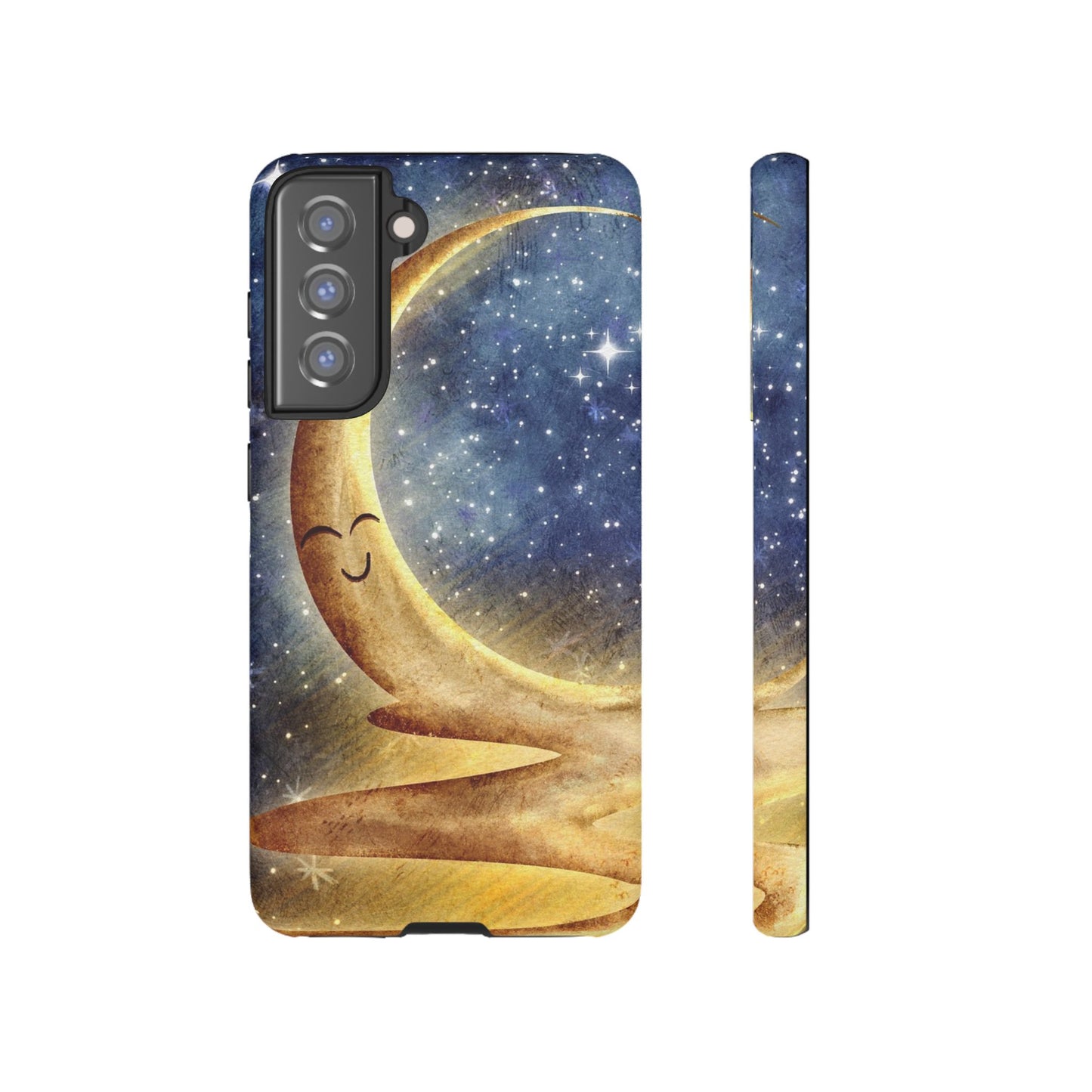 Moonlit Smile Phone Case — Starry Night Crescent Moon iPhone Cover