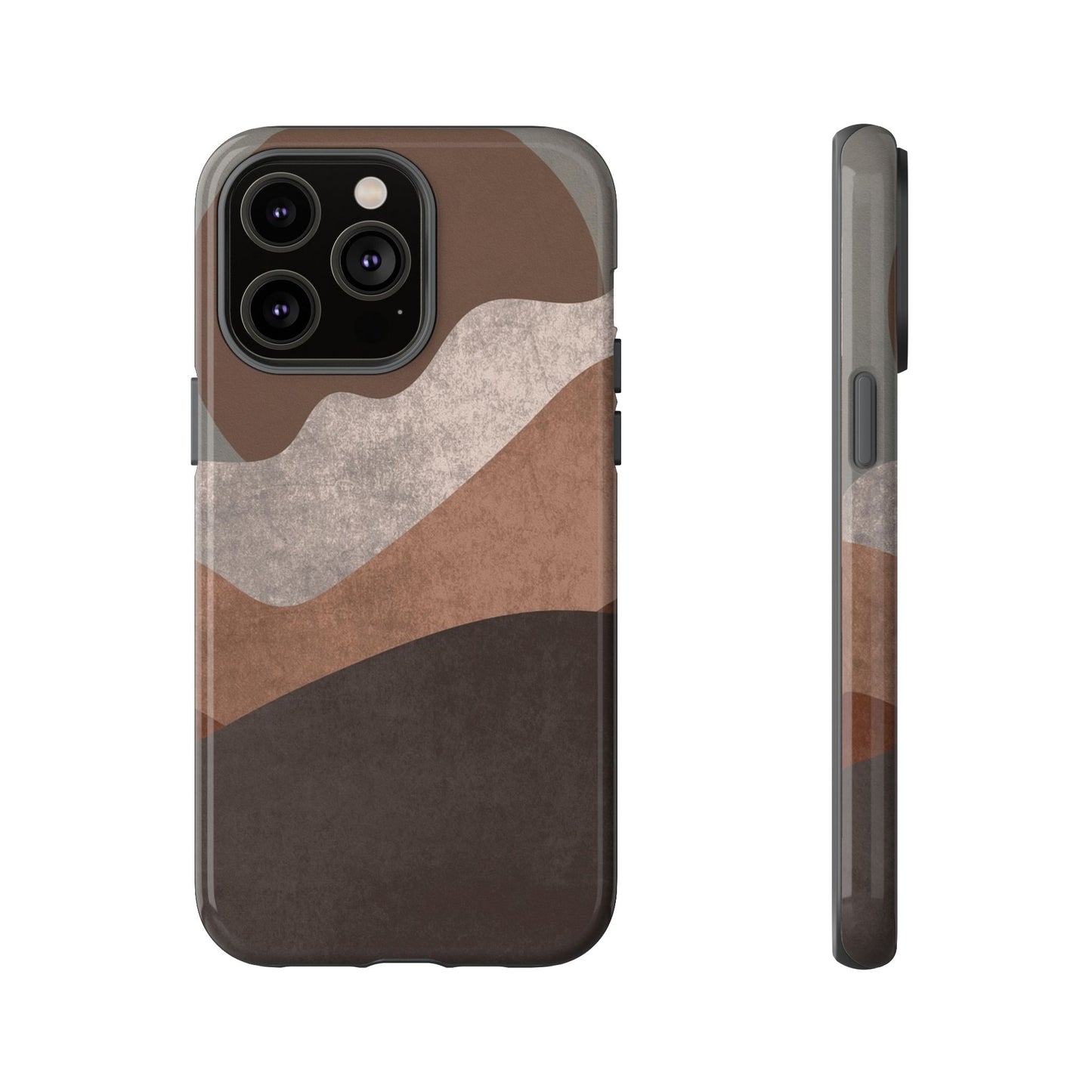 Abstract Earthtone Phone Case — Brown Layered Rugged Tough Case