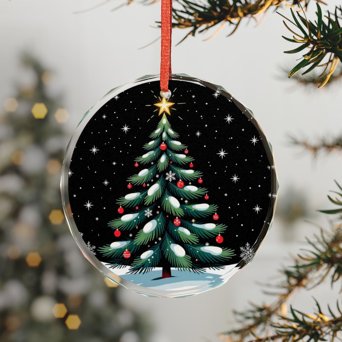 Crystal Ornament — Starry Night Christmas Tree Glass Holiday Decoration